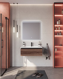 Cezares Тумба под раковину Slider 80 подвесная дымчатый орех – фотография-9