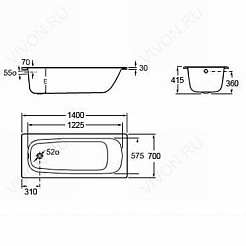 Roca Стальная ванна Contesa 140 см – фотография-6