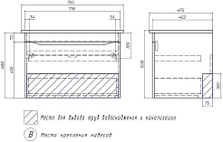 Vigo Тумба с раковиной Grani 750-0-1 подвесная белая/дуб золотой – фотография-11