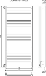 Terminus Полотенцесушитель электрический Сицилия П15 530x1300 хром – фотография-3