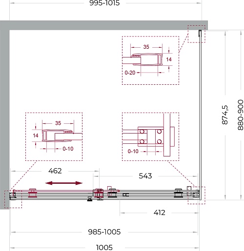 BelBagno Душевой уголок Soft Close-2 SOFT_CLOSE-2-AH-1-100/90-C-Cr 100x90 профиль хром стекло прозрачное – фотография-12