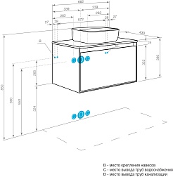 Акватон Тумба с раковиной и белой столешницей Либерти 70 Mila 50 белая/дуб эльвезия – фотография-11