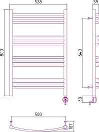 Стилье Полотенцесушитель электрический Формат 10 ТП 800х500 – фотография-2