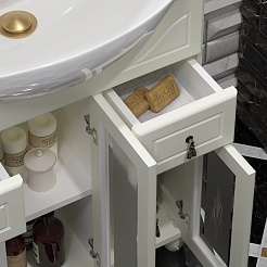 Opadiris Мебель для ванной Тибет 75 слоновая кость, с художественным стеклом – фотография-9