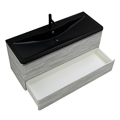 BelBagno Мебель для ванной Albano 120 подвесная Rovere Vintage Bianco с раковиной BB1200/455-LV-ART-ALR-NERO – фотография-6