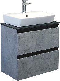 Comforty Тумба с раковиной Эдинбург 60 2 подвесная бетон светлый – фотография-1