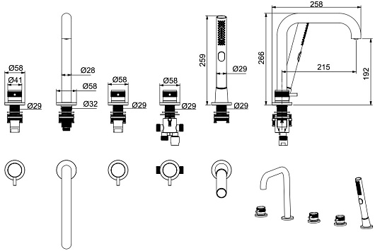 Allen Brau Смеситель на борт ванны Priority 5.31007-31 (с внутренней частью) черный матовый – картинка-9