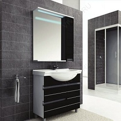 Aquanet Тумба с раковиной "Доминика 100" черная – фотография-2