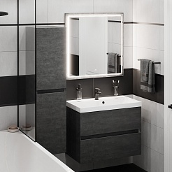 Водолей Тумба с раковиной Бест 80 подвесная серый камень – фотография-11