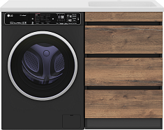 Misty Тумба с раковиной Коломбо 120 R под стиральную машину дуб галифакс/антрацит