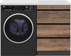 Misty Тумба с раковиной Коломбо 120 R под стиральную машину дуб галифакс/антрацит – фотография-1