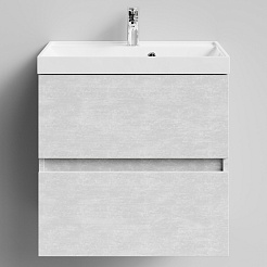 Водолей Тумба с раковиной Бест 60 подвесная белый камень – фотография-1