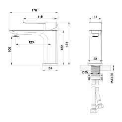 Oliveeka Смеситель для раковины D OL-139003-BGM матовый оружейный металл – фотография-2