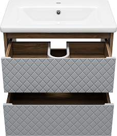 Brevita Тумба с раковиной Chester 65 подвесная серая/дуб чарльстон темно-коричневый – фотография-4