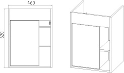 Viant Тумба с раковиной Бостон 50 подвесная графит/дуб вотан – фотография-8