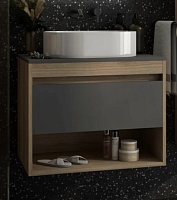 Teymi Тумба с раковиной Ritta 65 дуб эврика/графит матовый подвесная T60524 раковина T50606