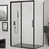 RGW Душевой уголок Leipzig LE-41B (LE-12B + Z-050-2B) 180x100 профиль черный стекло прозрачное
