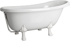 Фэма Ванна из литьевого мрамора Салерно (ножки белые, слив-перелив хром) – фотография-1