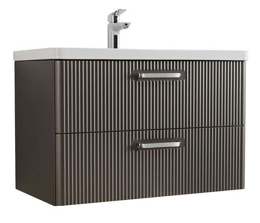 BelBagno Тумба с раковиной Due 80 подвесная Оружейная сталь ручки Хром полированный – фото-1