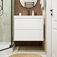 Vivon Тумба с раковиной Kristi 70 подвесная белая матовая рифленая