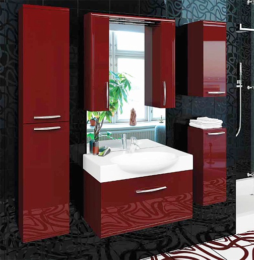  Пенал для ванной "Solo" красный – фотография-2