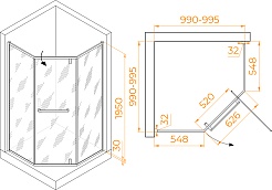 RGW Душевой уголок Hotel HO-084B 100x100 профиль черный стекло матовое сатинат – фотография-4