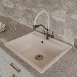 Teymi Мойка кухонная Lori Maxi 60 кварцевая бежевая матовая – фотография-6