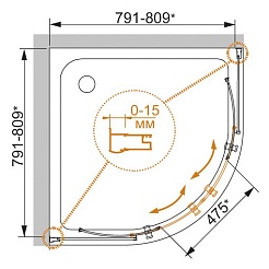 Cezares Душевой уголок PRATICO-R-2-80-C-Cr – фотография-2