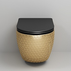 Grossman Унитаз подвесной Color GR-4411GBRS золото/черный с текстурным узором – фотография-4