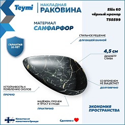 Teymi Раковина накладная Ellie 60 T50599 черный мрамор – фотография-12