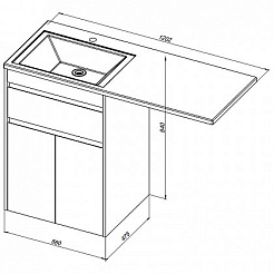 Aquanet Тумба с раковиной Токио 120 L напольная – фотография-13