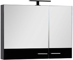 Aquanet Зеркальный шкаф "Нота 90" камерино черный – фотография-1