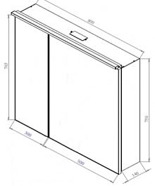 De Aqua Зеркало-шкаф для ванной Алюминиум 80 (AL 504 080 G) золото – фотография-5