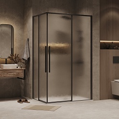 Grossman  Душевой уголок Galaxy 100x70x195 профиль черный матовый стекло шиншилла – фотография-3
