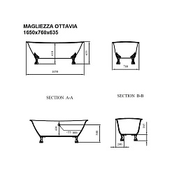 Фэма Акриловая ванна "Ottavia", ножки золото, покрытие RAL металлик  – фотография-6