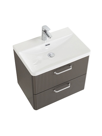 BelBagno Тумба с раковиной Due 60 подвесная Оружейная сталь ручки Белые – картинка-3