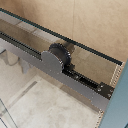 BelBagno Душевая дверь в нишу Soft Close-2 SOFT_CLOSE-2-BF-1-100-C-GM 100x200 профиль оружейная сталь стекло прозрачное – фотография-10