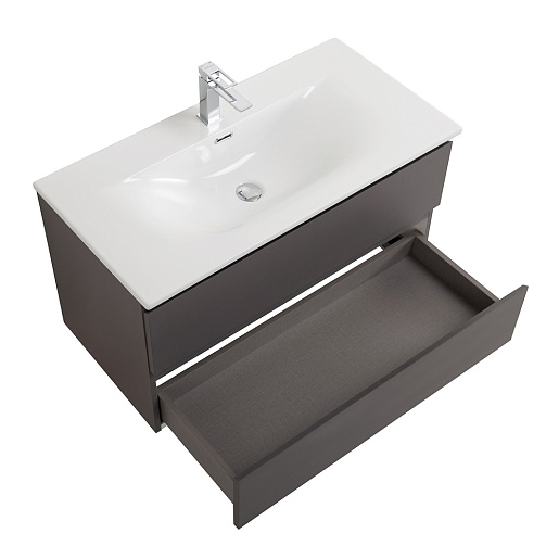 BelBagno Тумба с раковиной Kraft 100 подвесная Темно-Серый матовый с раковиной BB-8099-100 – фотография-8