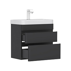 Equil Тумба с раковиной Eltoro 70 2 ящика подвесная черный софт – фотография-2