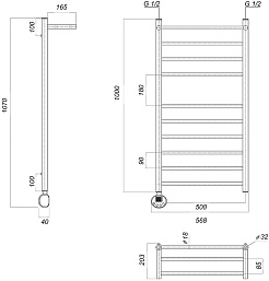 Domoterm Полотенцесушитель электрический Медея СП П10 500x1000 EL хром – фотография-3