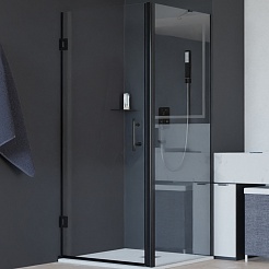RGW Душевой уголок Hotel HO-045B (HO-011B + Z-050-2B + O-204B) 90x100 профиль черный стекло прозрачное – фотография-1