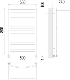 Terminus Полотенцесушитель водяной Енисей П10 500x800 с полкой хром – фотография-3