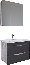 Grossman Мебель для ванной Талис 80 подвесная бетон пайн/графит матовый – фотография-1