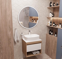 Teymi Тумба с раковиной Ritta 55 дуб эврика/белый матовый подвесная T60519 раковина T50209 – фотография-2