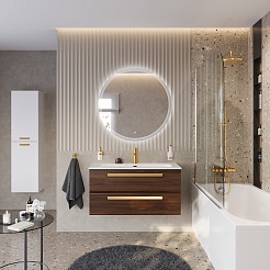 BelBagno Мебель для ванной Eco Cer-N 100 CZR-8095-100 орех шоколад софт ручки сатиновое золото – фотография-2