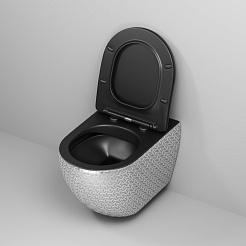 Grossman Унитаз подвесной Color GR-4411SBRS серебро/черный с текстурным узором – фотография-6
