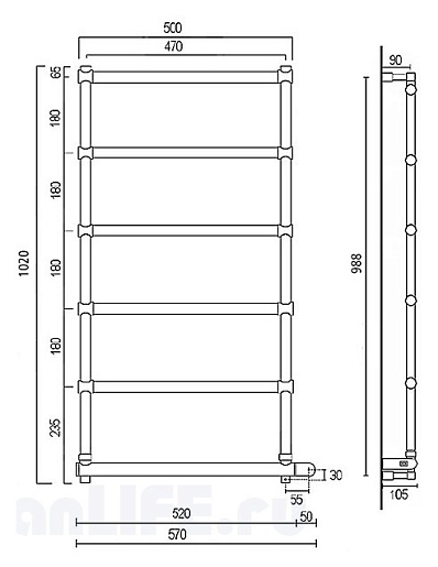Margaroli Полотенцесушитель Sole 542-6 бронза – фотография-2
