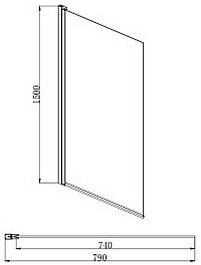 Aquatek Шторка на ванну 80x150 AQ DEL SBA 08015BL поворотная профиль черный стекло прозрачное – фотография-3