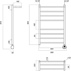 Domoterm Полотенцесушитель электрический Медея СП П8 500x800 ER хром – фотография-3