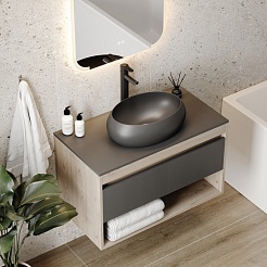 Teymi Раковина накладная в ванную Laina 48 чёрный матовый T51302 – фотография-2